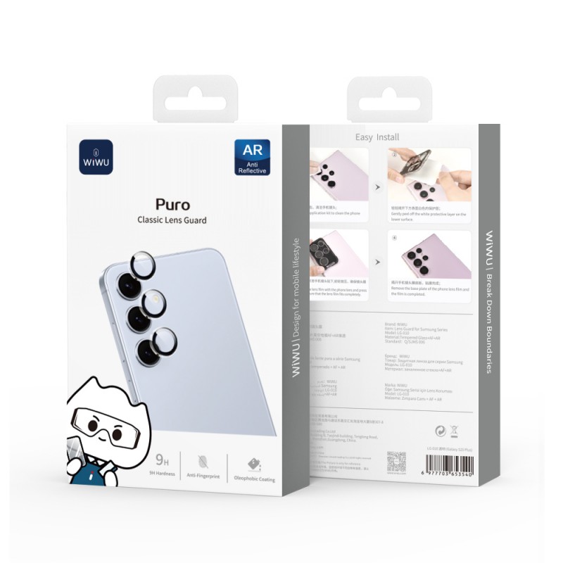 Bal-z Galaxy S25 Plus Wiwu LG-010 Lens Guard Oleofobik Anti Reflective Kamera Lens Koruyucu + Kolay Uygulama Aparatlı