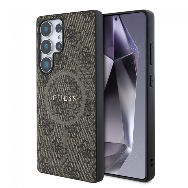 Galaxy S25 Ultra Kılıf Guess Orjinal Lisanslı M-safe Şarj Özellikli PU Halkalı 4G Desenli Yazı Logolu Kapak Galaxy S25 Ultra Kılıf Guess Orjinal Lisanslı M-safe Şarj Özellikli PU Halkalı 4G Desenli Yazı Logolu Kapak