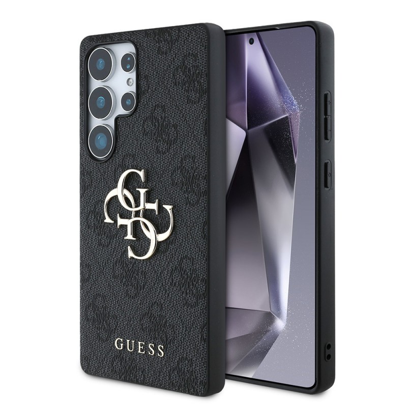 Bal-z Galaxy S25 Ultra Kılıf Guess Orjinal Lisanslı PU Deri 4G Desenli Metal Büyük 4G ve Yazı Logolu Kapak