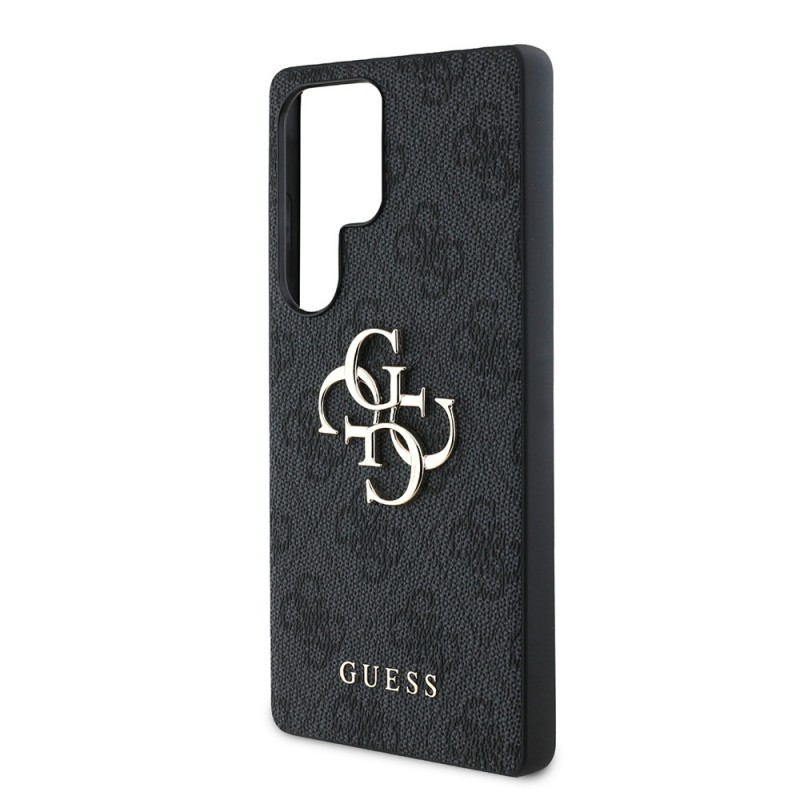 Bal-z Galaxy S25 Ultra Kılıf Guess Orjinal Lisanslı PU Deri 4G Desenli Metal Büyük 4G ve Yazı Logolu Kapak