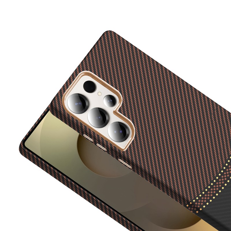 Bal-z Galaxy S25 Ultra Kılıf M-safe Şarj Özellikli Karbon Fiber Görünümlü Zore Gros Kapak