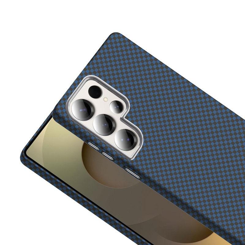 Bal-z Galaxy S25 Ultra Kılıf M-safe Şarj Özellikli Karbon Fiber Görünümlü Zore Gros Kapak