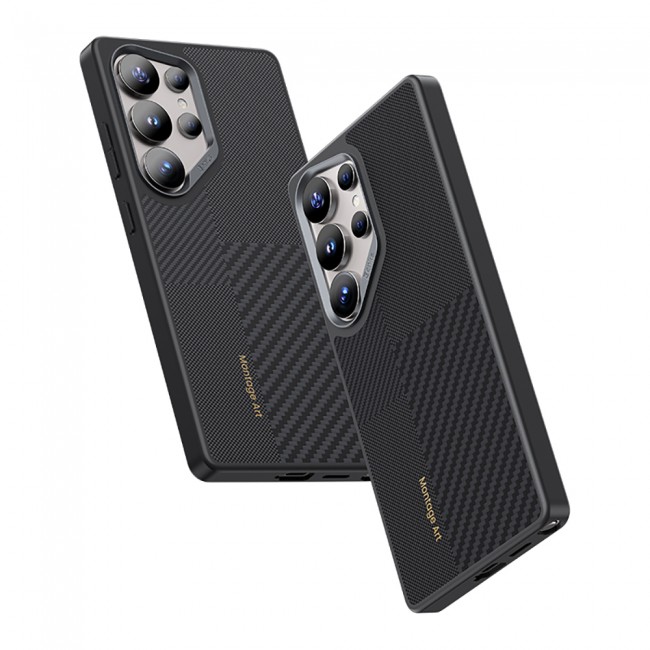 Galaxy S25 Ultra Kılıf Magsafe Şarj Özellikli Karbon Fiber Benks Montage Hybrid ArmorPro Kevlar Kapak Galaxy S25 Ultra Kılıf Magsafe Şarj Özellikli Karbon Fiber Benks Montage Hybrid ArmorPro Kevlar Kapak