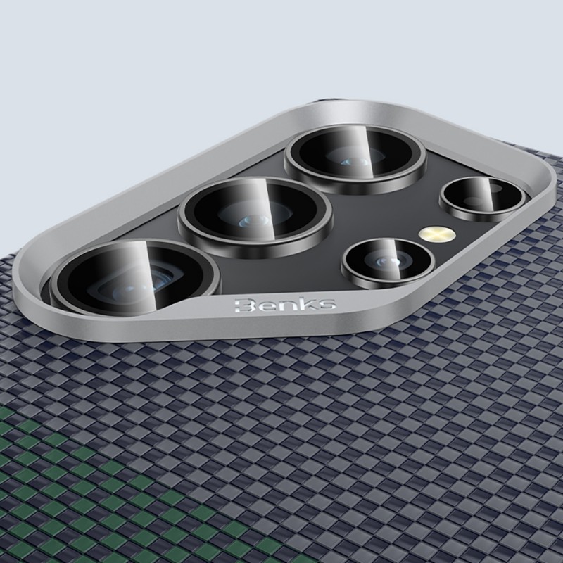 Bal-z Galaxy S25 Ultra Kılıf M-safe Şarj Özellikli Karbon Fiber Tasarımlı Benks Aurora ArmorAir Kevlar Kapak