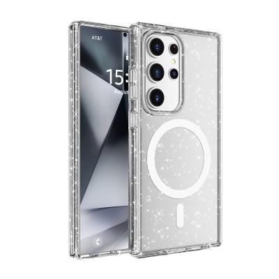 Bal-z Galaxy S25 Ultra Kılıf M-safe Şarj Özellikli Parlayan Simli Saydam Renkli Zore Allstar Kapak