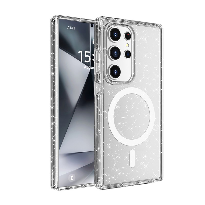 Bal-z Galaxy S25 Ultra Kılıf M-safe Şarj Özellikli Parlayan Simli Saydam Renkli Zore Allstar Kapak