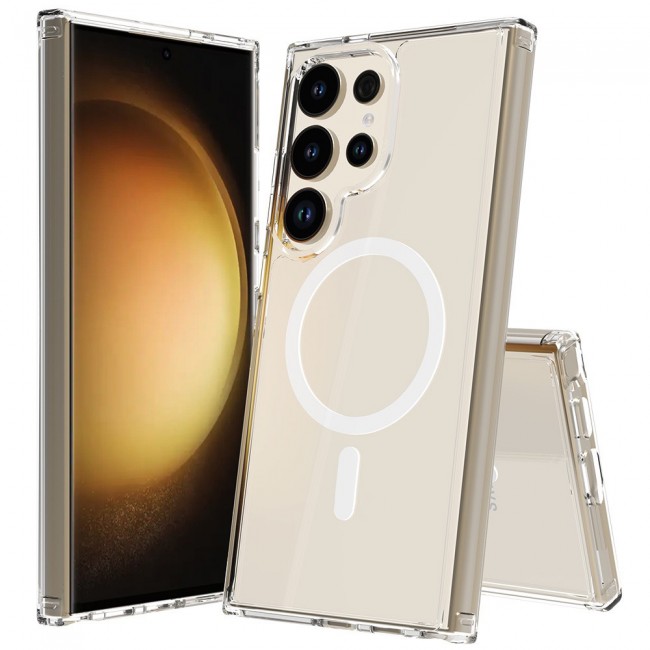 Galaxy S25 Ultra Kılıf Magsafe Şarj Özellikli Şeffaf Sert PC Zore Embos Kapak Galaxy S25 Ultra Kılıf Magsafe Şarj Özellikli Şeffaf Sert PC Zore Embos Kapak