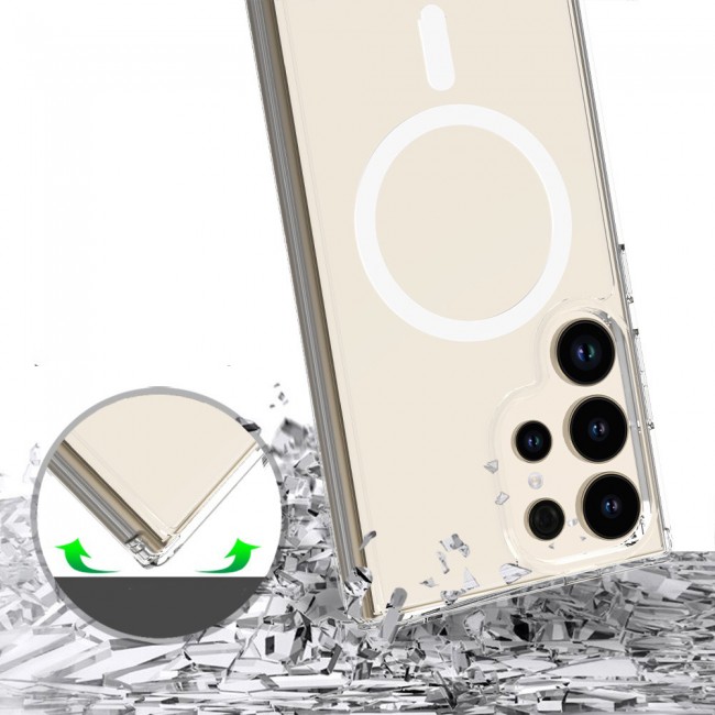 Galaxy S25 Ultra Kılıf Magsafe Şarj Özellikli Şeffaf Sert PC Zore Embos Kapak Galaxy S25 Ultra Kılıf Magsafe Şarj Özellikli Şeffaf Sert PC Zore Embos Kapak