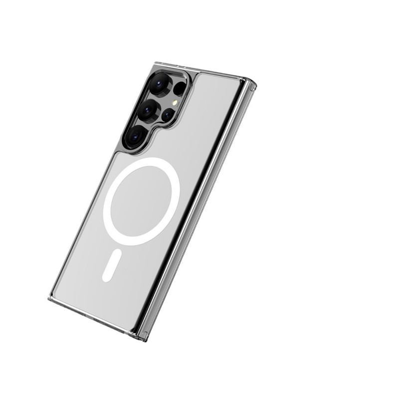 Bal-z Galaxy S25 Ultra Kılıf M-safe Şarj Özellikli Şeffaf Sert PC Zore Embos Kapak