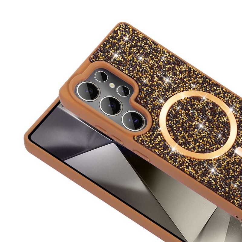 Bal-z Galaxy S25 Ultra Kılıf Pırlanta Tasarımlı M-safe Şarj Özellikli Zore Mozaik Silikon Kapak