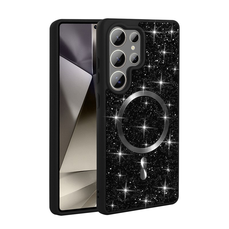 Bal-z Galaxy S25 Ultra Kılıf Pırlanta Tasarımlı M-safe Şarj Özellikli Zore Mozaik Silikon Kapak