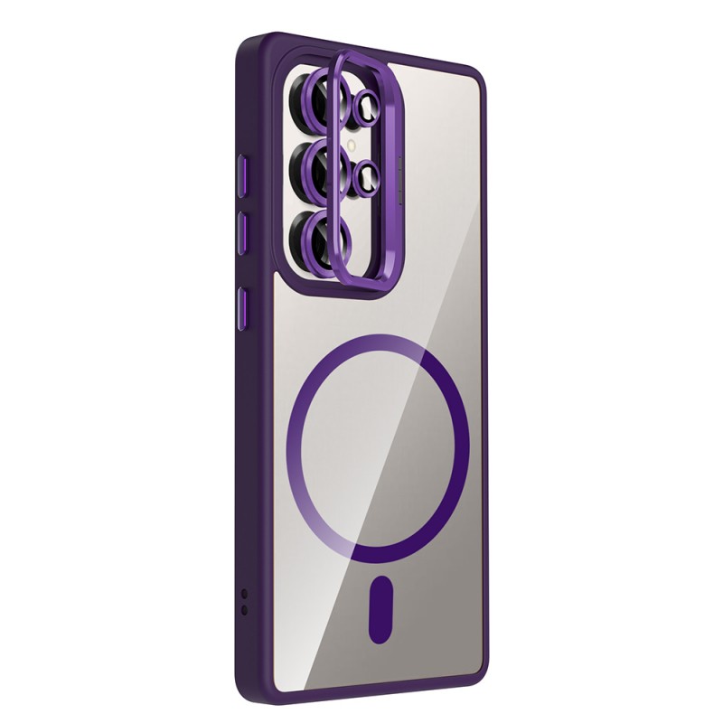 Bal-z Galaxy S25 Ultra Kılıf Standlı ve Kamera Lens Hediyeli M-Safe Şarj Özellikli Zore Etro Kapak