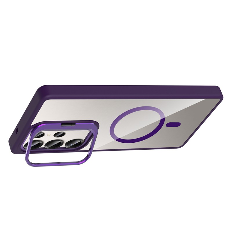 Bal-z Galaxy S25 Ultra Kılıf Standlı ve Kamera Lens Hediyeli M-Safe Şarj Özellikli Zore Etro Kapak