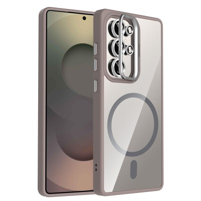 Bal-z Galaxy S25 Ultra Kılıf Standlı ve Kamera Lens Hediyeli M-Safe Şarj Özellikli Zore Etro Kapak