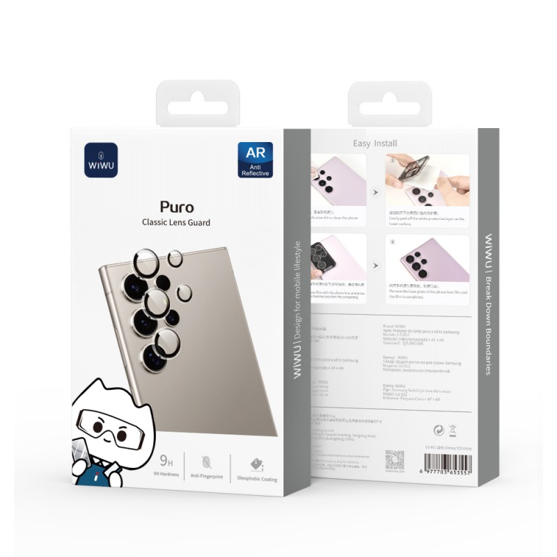 Bal-z Galaxy S25 Ultra Wiwu LG-011 Lens Guard Oleofobik Anti Reflective Kamera Lens Koruyucu + Kolay Uygulama Aparatlı