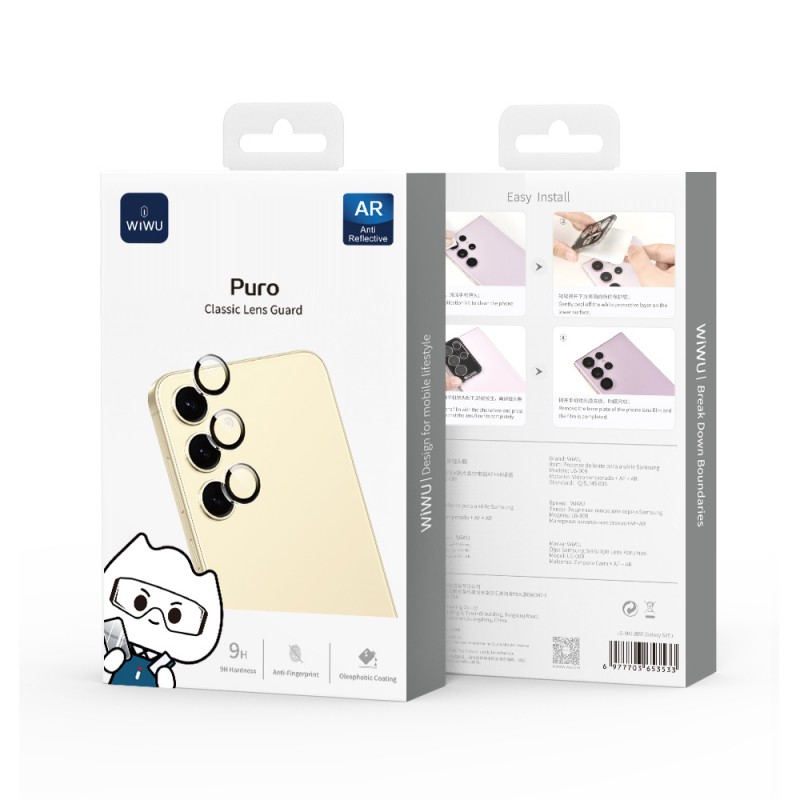 Bal-z Galaxy S25 Wiwu LG-009 Lens Guard Oleofobik Anti Reflective Kamera Lens Koruyucu + Kolay Uygulama Aparatlı