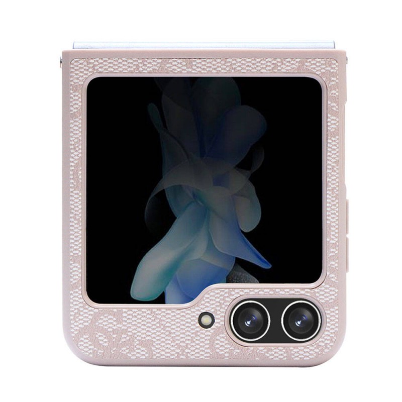 Bal-z Galaxy Z Flip 5 Kılıf Guess Orjinal Lisanslı PU Deri Taşlı Üçgen Logo 4G Desenli Strass Kapak