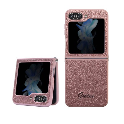 Bal-z Galaxy Z Flip 5 Kılıf Guess Orjinal Lisanslı Yazı Logolu Glitter Script Kapak