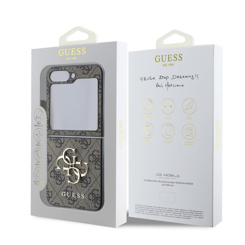Bal-z Galaxy Z Flip 6 Kılıf Guess Orjinal Lisanslı Leather Metal Logo Kapak