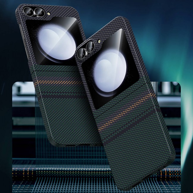 Galaxy Z Flip 6 Kılıf Karbon Fiber Tasarımlı Benks Aurora ArmorAir Kevlar Kapak Galaxy Z Flip 6 Kılıf Karbon Fiber Tasarımlı Benks Aurora ArmorAir Kevlar Kapak