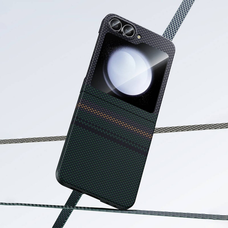 Bal-z Galaxy Z Flip 6 Kılıf Karbon Fiber Tasarımlı Benks Aurora ArmorAir Kevlar Kapak