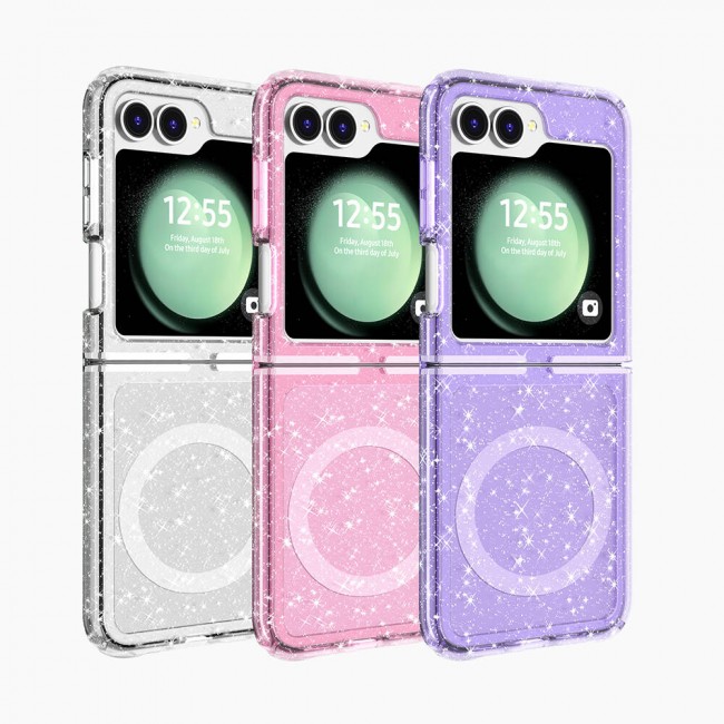 Galaxy Z Flip 6 Kılıf Magsafe Şarj Özellikli Parlayan Simli Saydam Renkli Zore Allstar Kapak Galaxy Z Flip 6 Kılıf Magsafe Şarj Özellikli Parlayan Simli Saydam Renkli Zore Allstar Kapak