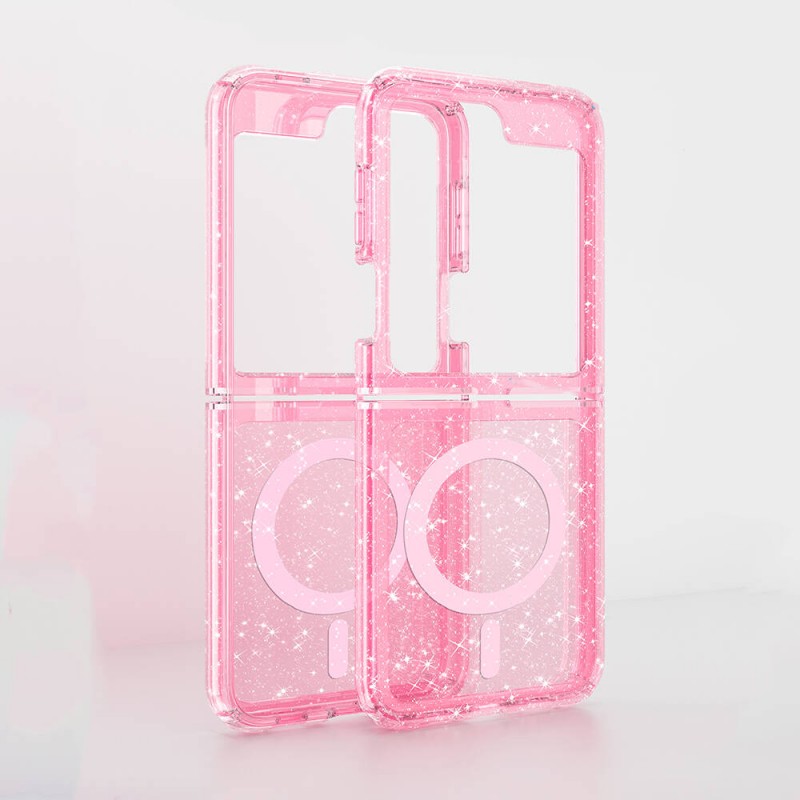 Bal-z Galaxy Z Flip 6 Kılıf M-safe Şarj Özellikli Parlayan Simli Saydam Renkli Zore Allstar Kapak