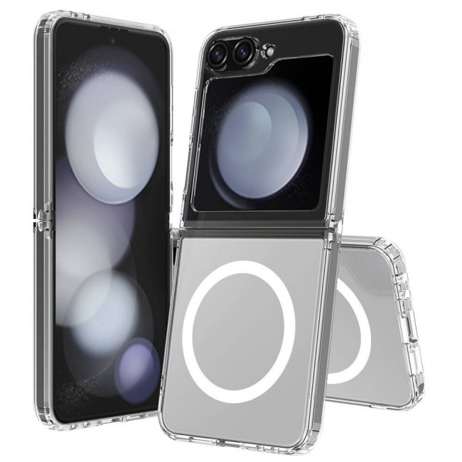 Galaxy Z Flip 6 Kılıf Magsafe Şarj Özellikli Şeffaf Sert PC Zore Embos Kapak Galaxy Z Flip 6 Kılıf Magsafe Şarj Özellikli Şeffaf Sert PC Zore Embos Kapak