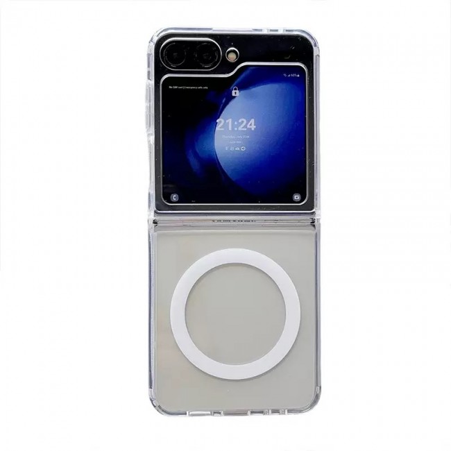 Galaxy Z Flip 7 Kılıf M-safe Şarj Özellikli Şeffaf Sert PC Zore Embos Kapak Galaxy Z Flip 7 Kılıf M-safe Şarj Özellikli Şeffaf Sert PC Zore Embos Kapak