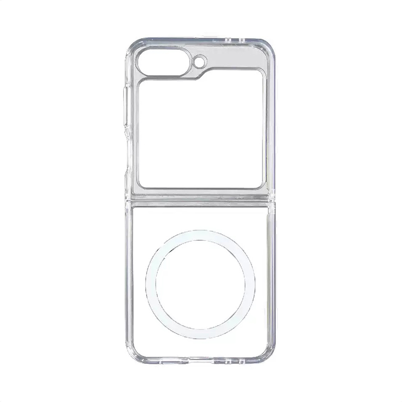 Bal-z Galaxy Z Flip 7 Kılıf M-safe Şarj Özellikli Şeffaf Sert PC  Embos Kapak