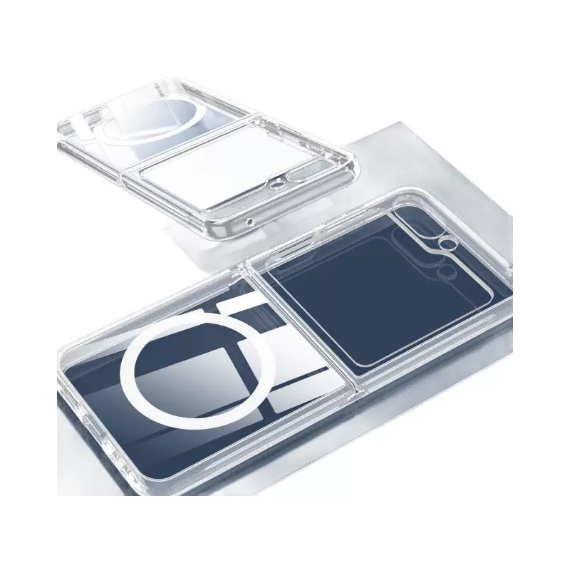 Bal-z Galaxy Z Flip 7 Kılıf M-safe Şarj Özellikli Şeffaf Sert PC  Embos Kapak