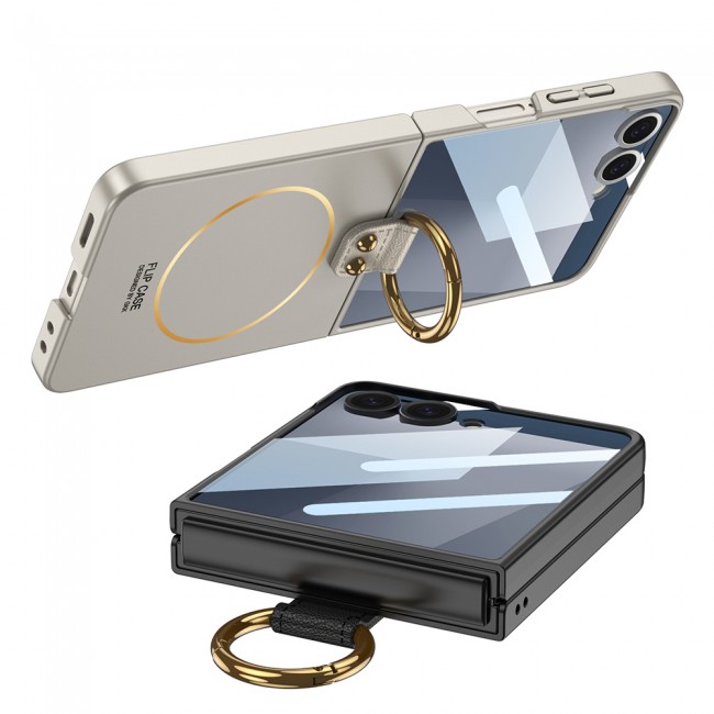Galaxy Z Flip 7 Kılıf M-safe Şarj Özellikli Zore Kıpta Yüzüklü Flip Sert Kapak Galaxy Z Flip 7 Kılıf M-safe Şarj Özellikli Zore Kıpta Yüzüklü Flip Sert Kapak