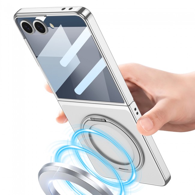 Galaxy Z Flip 7 M-safe Şarj Özellikli Zore Kıpta KPT-02 Standlı Kapak Galaxy Z Flip 7 M-safe Şarj Özellikli Zore Kıpta KPT-02 Standlı Kapak