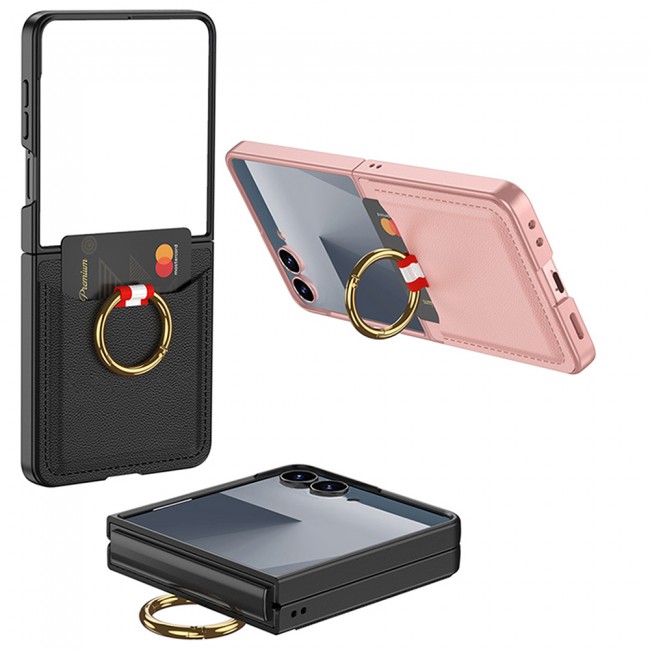 Galaxy Z Flip 7 Zore Kıpta Yüzüklü Kartlıklı Kapak Galaxy Z Flip 7 Zore Kıpta Yüzüklü Kartlıklı Kapak