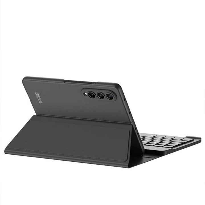 Galaxy Z Fold 3 Kılıf Standlı Bluetooth Klavyeli Zore Kıpta Keyboard Set Kılıf