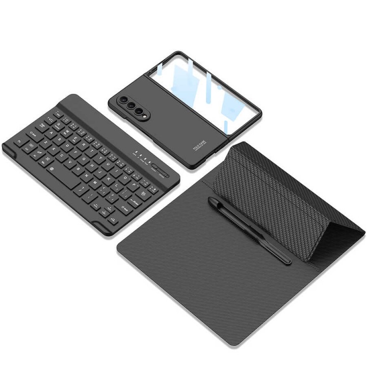 Galaxy Z Fold 3 Kılıf Standlı Bluetooth Klavyeli Zore Kıpta Keyboard Set Kılıf