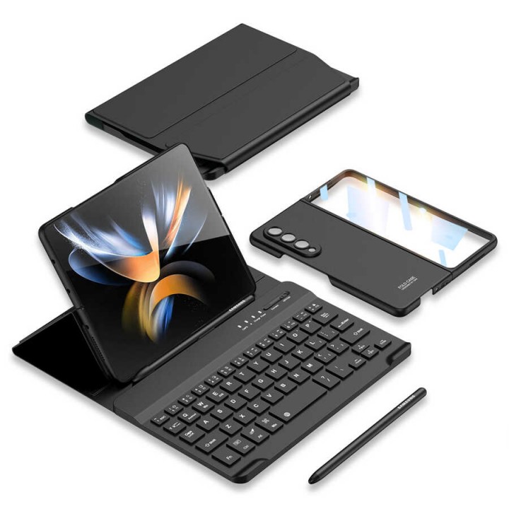 Galaxy Z Fold 3 Kılıf Standlı Bluetooth Klavyeli Zore Kıpta Keyboard Set Kılıf