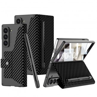 Galaxy Z Fold 6 Kılıf Kamera Korumalı Karbon Tasarımlı Zore Kıpta Kalem Bölmeli Fest Kapak Galaxy Z Fold 6 Kılıf Kamera Korumalı Karbon Tasarımlı Zore Kıpta Kalem Bölmeli Fest Kapak