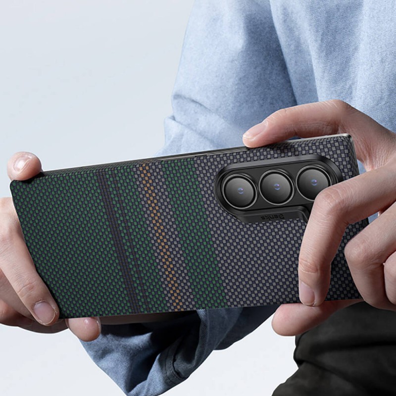 Bal-z Galaxy Z Fold 6 Kılıf Karbon Fiber Tasarımlı Benks Aurora ArmorAir Kevlar Kapak