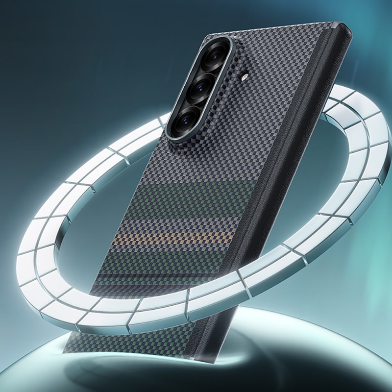 Bal-z Galaxy Z Fold 7 Kılıf M-safe Şarj Özellikli Karbon Fiber Tasarımlı Benks Aurora ArmorAir Kevlar Kapak