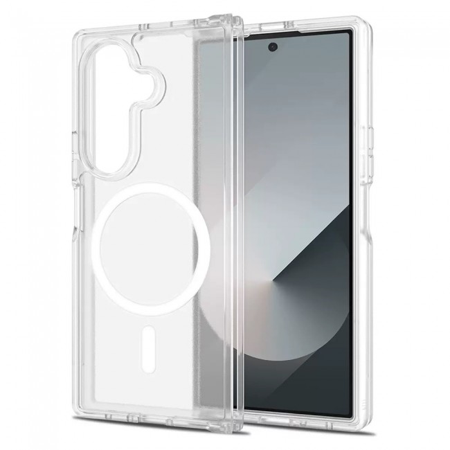 Galaxy Z Fold 7 Kılıf M-safe Şarj Özellikli Şeffaf Sert PC Zore Embos Kapak Galaxy Z Fold 7 Kılıf M-safe Şarj Özellikli Şeffaf Sert PC Zore Embos Kapak
