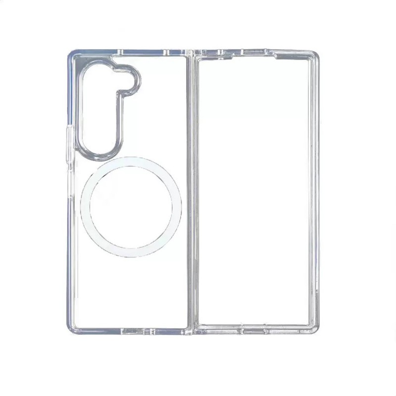 Bal-z Galaxy Z Fold 7 Kılıf M-safe Şarj Özellikli Şeffaf Sert PC  Embos Kapak