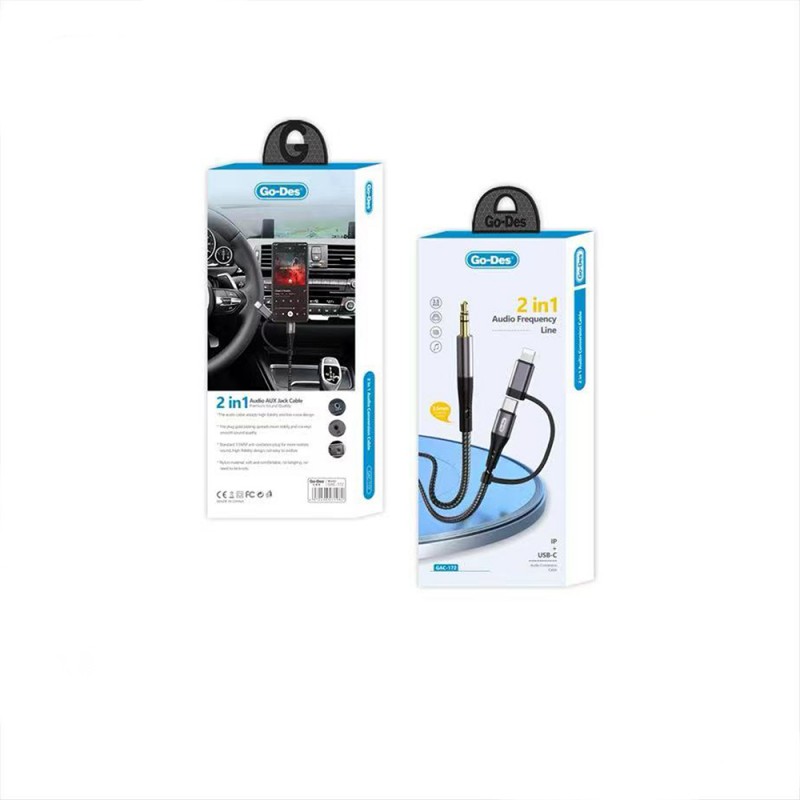 Bal-z Go Des GAC-172 2in1 Type-C & Lightning to 3.5mm AUX Audio Kablo 1M