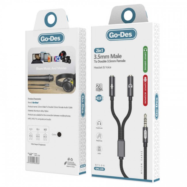Go Des GAC-228 Kulaklık Ve Mikrofon Ucu Çoğaltıcı Go Des GAC-228 Kulaklık Ve Mikrofon Ucu Çoğaltıcı