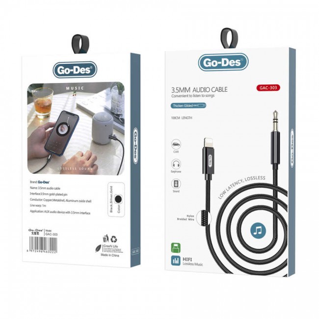Go Des GAC-303 Lightning To 3.5mm Aux Kablo Go Des GAC-303 Lightning To 3.5mm Aux Kablo