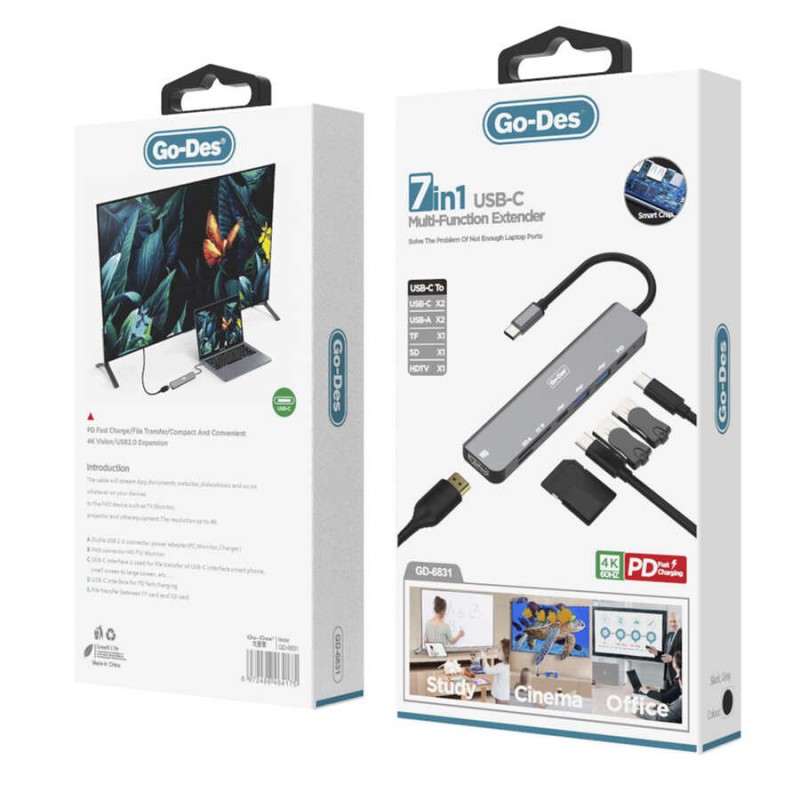 Bal-z Go Des GD-6831 7 in 1 Type-C Hub