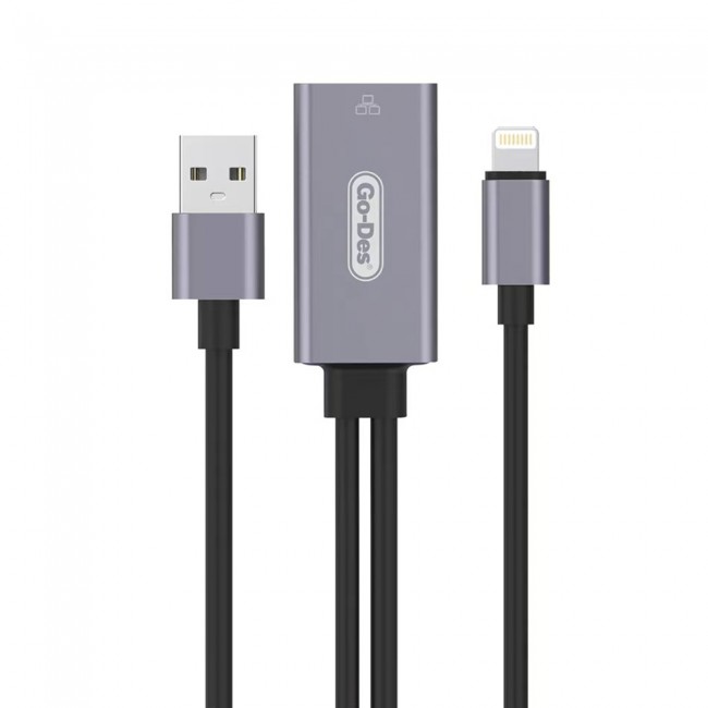 Go Des GD-6837 RJ45 to Lightning Ethernet Dönüştürücü OTG 100Mbps Go Des GD-6837 RJ45 to Lightning Ethernet Dönüştürücü OTG 100Mbps