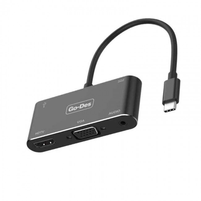 Go Des GD-8761 Usb-C To HDTV-VGA Adaptör Go Des GD-8761 Usb-C To HDTV-VGA Adaptör