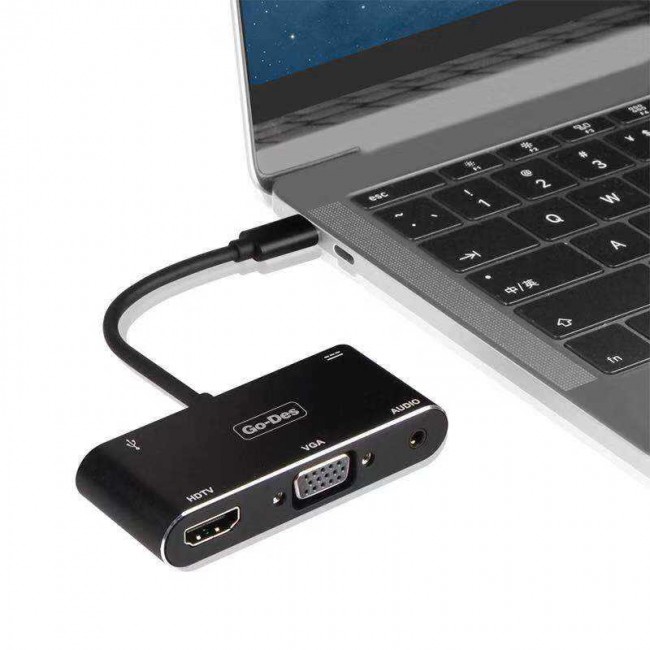 Go Des GD-8761 Usb-C To HDTV-VGA Adaptör Go Des GD-8761 Usb-C To HDTV-VGA Adaptör