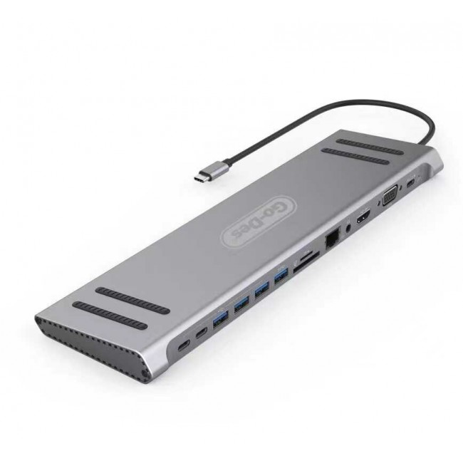 Go Des GD-9120 14 in 1 Stand Özellikli Type-C Hub SD Kart-RJ45-HDMI-VGA-Usb Çoğaltıcı Go Des GD-9120 14 in 1 Stand Özellikli Type-C Hub SD Kart-RJ45-HDMI-VGA-Usb Çoğaltıcı